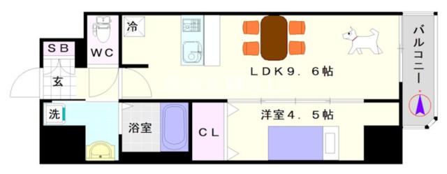 大阪市浪速区敷津西(大阪メトロ御堂筋線大国町駅)のマンション間取 大阪市浪速区敷津西(大阪メトロ御堂筋線大国町駅)のマンション間取