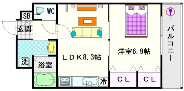 大阪市浪速区恵美須西(南海高野線今宮戎駅)のマンション間取 大阪市浪速区恵美須西(南海高野線今宮戎駅)のマンション間取