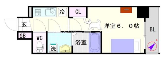 大阪市浪速区大国(JR大阪環状線今宮駅)の分譲賃貸マンション間取 大阪市浪速区大国(JR大阪環状線今宮駅)の分譲賃貸マンション間取