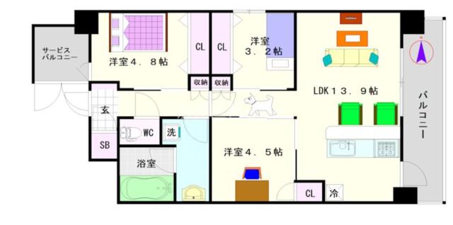 大阪市浪速区木津川(大阪メトロ千日前線桜川駅)のマンション間取 大阪市浪速区木津川(大阪メトロ千日前線桜川駅)のマンション間取