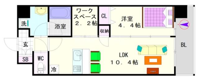 大阪市浪速区敷津東(南海本線難波駅)のマンション間取 大阪市浪速区敷津東(南海本線難波駅)のマンション間取