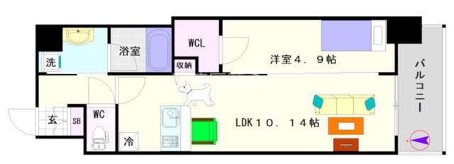 大阪市浪速区幸町(阪神なんば線桜川駅)のマンション間取 大阪市浪速区幸町(阪神なんば線桜川駅)のマンション間取