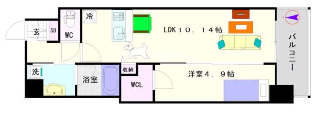 大阪市浪速区幸町(阪神なんば線桜川駅)のマンション間取 大阪市浪速区幸町(阪神なんば線桜川駅)のマンション間取
