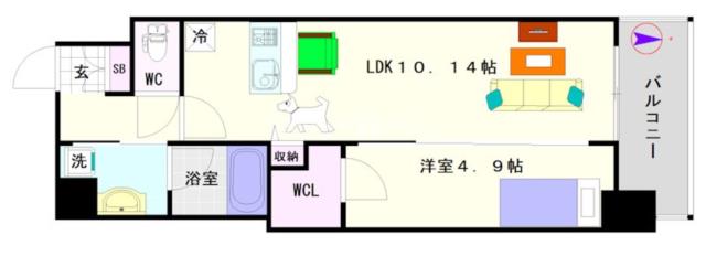 大阪市浪速区幸町(阪神なんば線桜川駅)のマンション間取 大阪市浪速区幸町(阪神なんば線桜川駅)のマンション間取