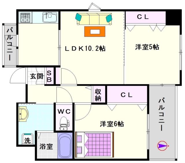 大阪市浪速区稲荷(大阪メトロ千日前線桜川駅)のマンション間取 大阪市浪速区稲荷(大阪メトロ千日前線桜川駅)のマンション間取