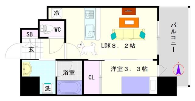 大阪市浪速区塩草(JR大阪環状線芦原橋駅)のマンション間取 大阪市浪速区塩草(JR大阪環状線芦原橋駅)のマンション間取