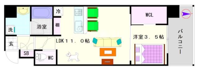 大阪市浪速区戎本町(大阪メトロ御堂筋線大国町駅)のマンション間取 大阪市浪速区戎本町(大阪メトロ御堂筋線大国町駅)のマンション間取