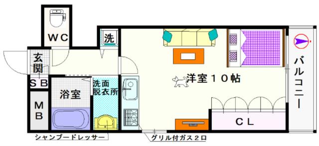 大阪市浪速区大国(JR大阪環状線今宮駅)のマンション間取 大阪市浪速区大国(JR大阪環状線今宮駅)のマンション間取