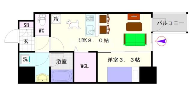 大阪市浪速区幸町(大阪メトロ千日前線桜川駅)の分譲賃貸マンション間取 大阪市浪速区幸町(大阪メトロ千日前線桜川駅)の分譲賃貸マンション間取