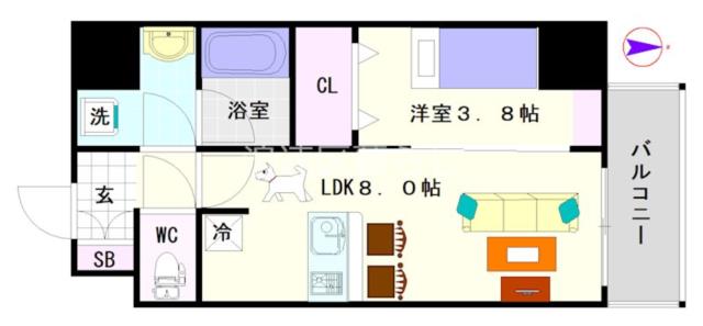 大阪市浪速区幸町(大阪メトロ千日前線桜川駅)の分譲賃貸マンション間取 大阪市浪速区幸町(大阪メトロ千日前線桜川駅)の分譲賃貸マンション間取