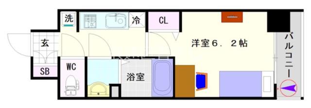 大阪市浪速区敷津西(JR大阪環状線芦原橋駅)の分譲賃貸マンション間取 大阪市浪速区敷津西(JR大阪環状線芦原橋駅)の分譲賃貸マンション間取