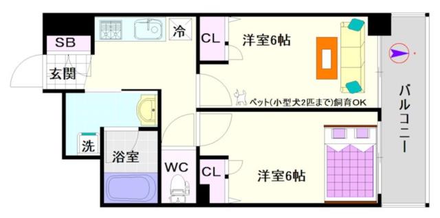 大阪市浪速区塩草(JR大阪環状線芦原橋駅)の分譲賃貸マンション間取 大阪市浪速区塩草(JR大阪環状線芦原橋駅)の分譲賃貸マンション間取