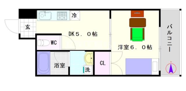 大阪市浪速区敷津西(大阪メトロ御堂筋線大国町駅)のマンション間取 大阪市浪速区敷津西(大阪メトロ御堂筋線大国町駅)のマンション間取