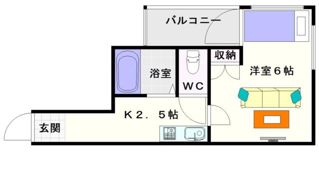 大阪市浪速区大国(JR大阪環状線今宮駅)のマンション間取 大阪市浪速区大国(JR大阪環状線今宮駅)のマンション間取
