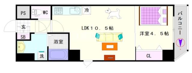 大阪市浪速区元町(JR大和路線JR難波駅)のマンション間取 大阪市浪速区元町(JR大和路線JR難波駅)のマンション間取