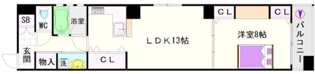 大阪市浪速区敷津西(大阪メトロ御堂筋線大国町駅)のマンション間取 大阪市浪速区敷津西(大阪メトロ御堂筋線大国町駅)のマンション間取