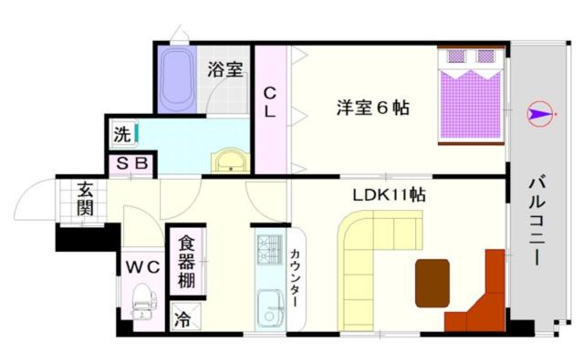大阪市浪速区戎本町(南海高野線今宮戎駅)のマンション間取 大阪市浪速区戎本町(南海高野線今宮戎駅)のマンション間取