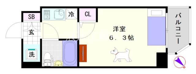 大阪市浪速区大国(JR大和路線今宮駅)のマンション間取 大阪市浪速区大国(JR大和路線今宮駅)のマンション間取