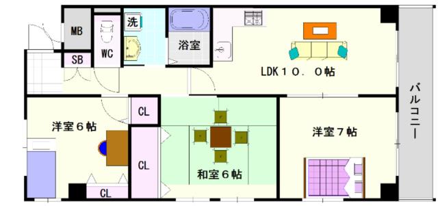 大阪市浪速区稲荷(阪神なんば線桜川駅)のマンション間取 大阪市浪速区稲荷(阪神なんば線桜川駅)のマンション間取