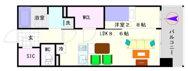 大阪市浪速区稲荷(JR大和路線JR難波駅)の分譲賃貸マンション間取 大阪市浪速区稲荷(JR大和路線JR難波駅)の分譲賃貸マンション間取