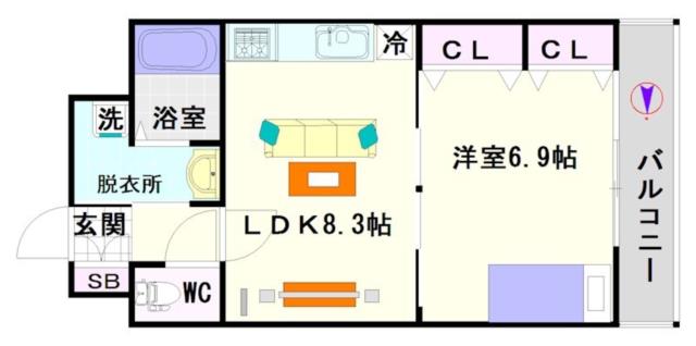 大阪市浪速区恵美須西(南海高野線今宮戎駅)のマンション間取 大阪市浪速区恵美須西(南海高野線今宮戎駅)のマンション間取