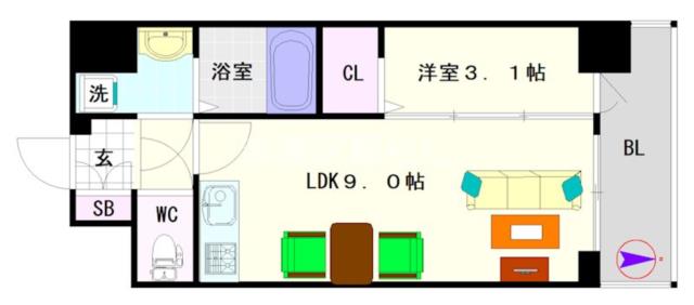 大阪市浪速区桜川(大阪メトロ千日前線桜川駅)の分譲賃貸マンション間取 大阪市浪速区桜川(大阪メトロ千日前線桜川駅)の分譲賃貸マンション間取