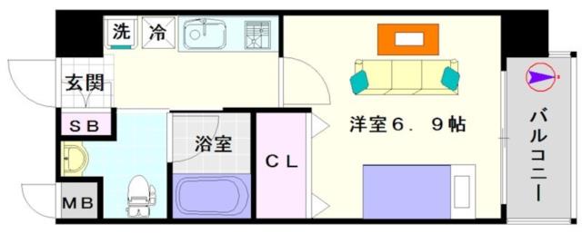 大阪市浪速区敷津西(大阪メトロ御堂筋線大国町駅)のマンション間取 大阪市浪速区敷津西(大阪メトロ御堂筋線大国町駅)のマンション間取