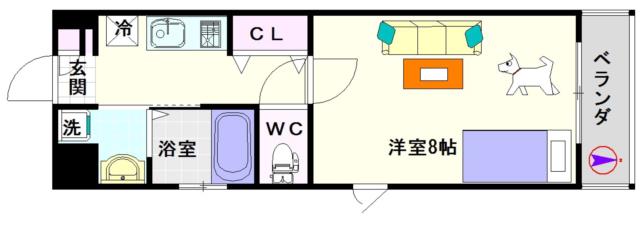 大阪市浪速区幸町(阪神なんば線桜川駅)のマンション間取 大阪市浪速区幸町(阪神なんば線桜川駅)のマンション間取