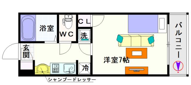 大阪市浪速区大国(JR大阪環状線今宮駅)のマンション間取 大阪市浪速区大国(JR大阪環状線今宮駅)のマンション間取