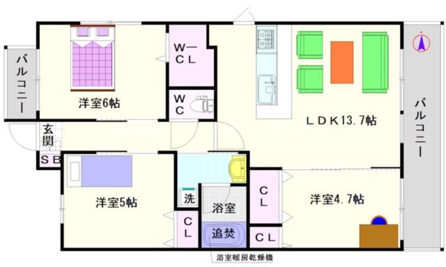 大阪市浪速区日本橋東(大阪メトロ堺筋線恵美須町駅)のマンション間取 大阪市浪速区日本橋東(大阪メトロ堺筋線恵美須町駅)のマンション間取