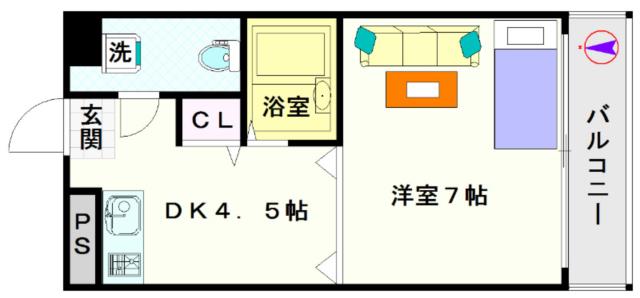 大阪市浪速区恵美須西(大阪メトロ堺筋線恵美須町駅)のマンション間取 大阪市浪速区恵美須西(大阪メトロ堺筋線恵美須町駅)のマンション間取