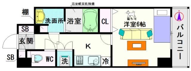 大阪市浪速区敷津西(大阪メトロ御堂筋線大国町駅)のマンション間取 大阪市浪速区敷津西(大阪メトロ御堂筋線大国町駅)のマンション間取