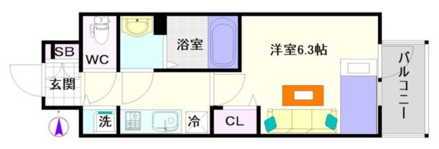 大阪市浪速区敷津東(大阪メトロ御堂筋線大国町駅)の分譲賃貸マンション間取 大阪市浪速区敷津東(大阪メトロ御堂筋線大国町駅)の分譲賃貸マンション間取