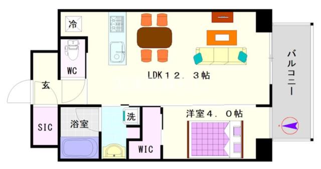 大阪市浪速区敷津西(大阪メトロ四つ橋線大国町駅)のマンション間取 大阪市浪速区敷津西(大阪メトロ四つ橋線大国町駅)のマンション間取