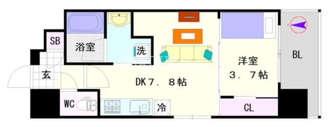 大阪市浪速区敷津東(大阪メトロ御堂筋線大国町駅)のマンション間取 大阪市浪速区敷津東(大阪メトロ御堂筋線大国町駅)のマンション間取