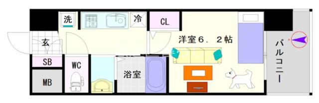 大阪市浪速区敷津東(大阪メトロ御堂筋線大国町駅)の分譲賃貸マンション間取 大阪市浪速区敷津東(大阪メトロ御堂筋線大国町駅)の分譲賃貸マンション間取
