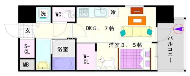 大阪市浪速区敷津東(大阪メトロ御堂筋線大国町駅)の分譲賃貸マンション間取 大阪市浪速区敷津東(大阪メトロ御堂筋線大国町駅)の分譲賃貸マンション間取