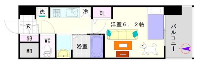 大阪市浪速区敷津東(大阪メトロ御堂筋線大国町駅)の分譲賃貸マンション間取 大阪市浪速区敷津東(大阪メトロ御堂筋線大国町駅)の分譲賃貸マンション間取